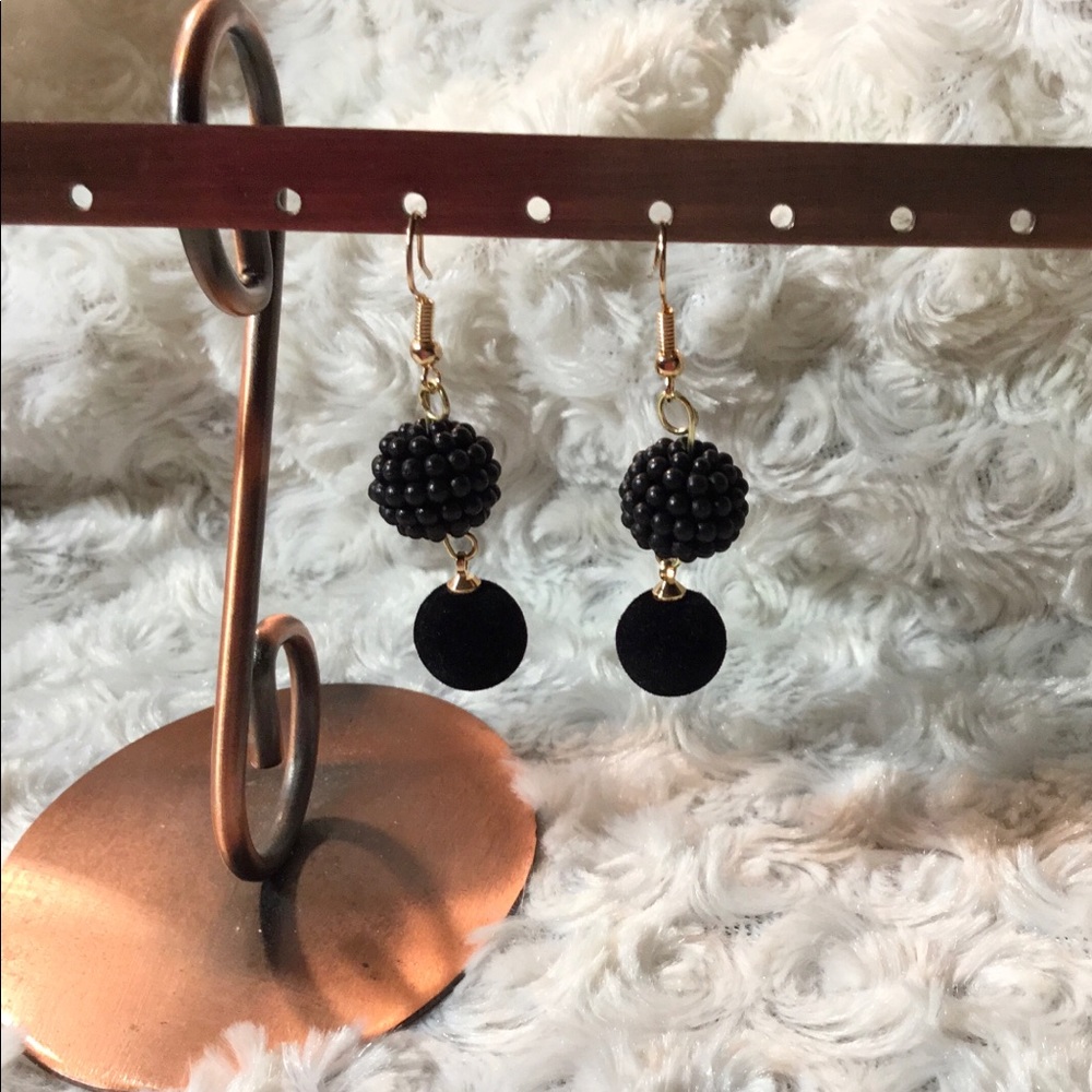 Velvet Pompom Pine cone Dangle Earrings